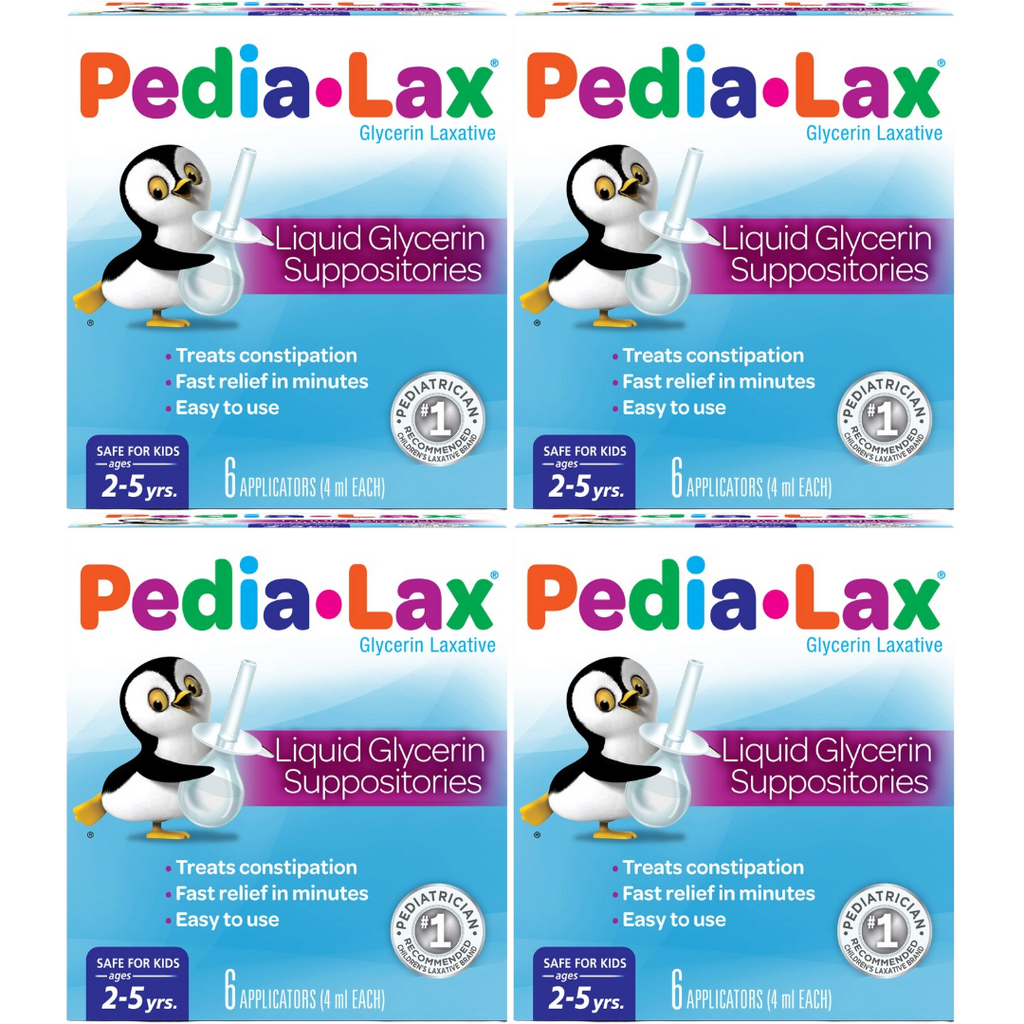 Pedia-Lax Liquid Glycerin Suppositories, 6 Count (Pack of 4)