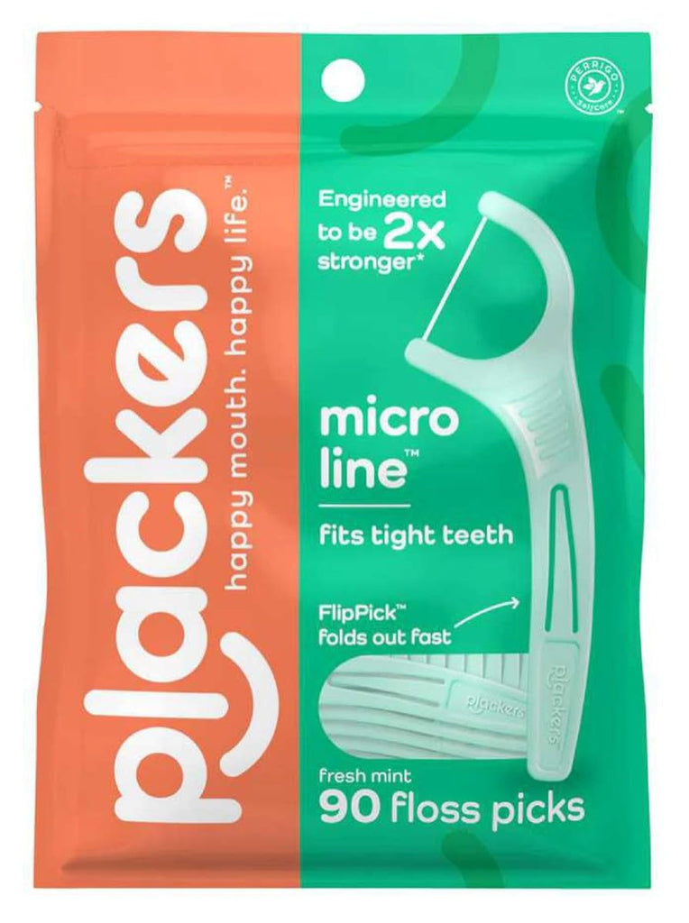 Plackers Micro Line Fresh Mint Floss Picks, 90 Count (Pack of 1)