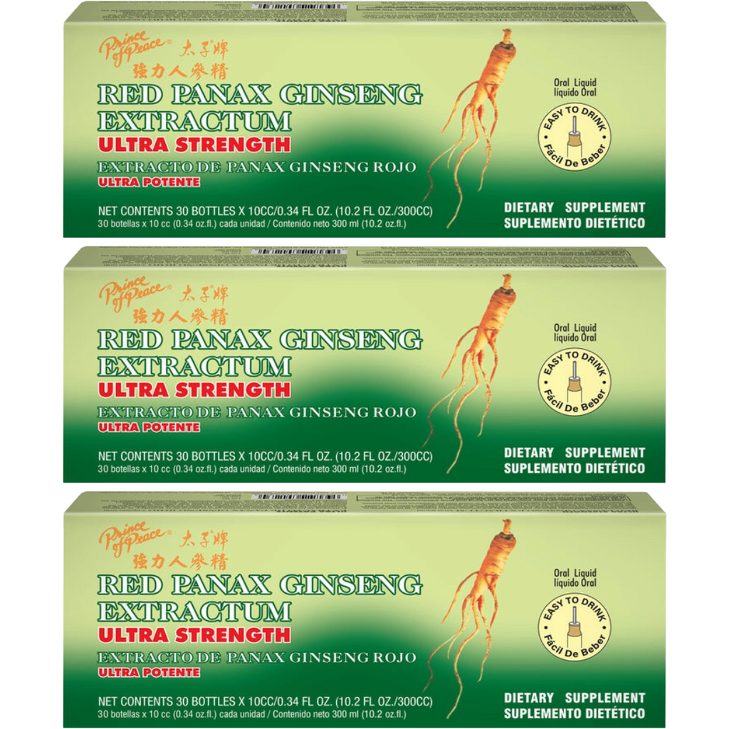 Prince of Peace Ultra Red Panax Ginseng Extractum, 30x10cc (Pack of 3)