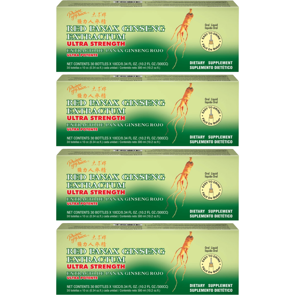 Prince of Peace Ultra Red Panax Ginseng Extractum, 30x10cc (Pack of 4)