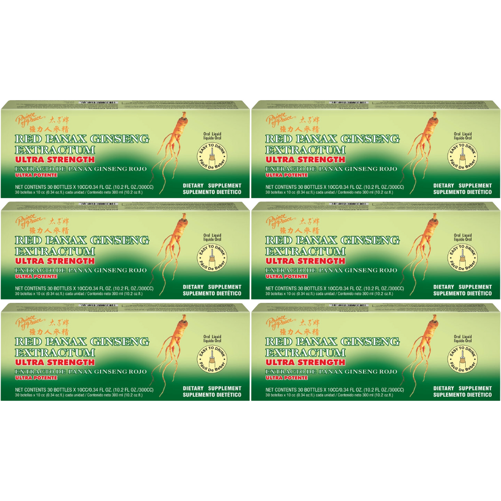 Prince of Peace Ultra Red Panax Ginseng Extractum, 30x10cc (Pack of 6)