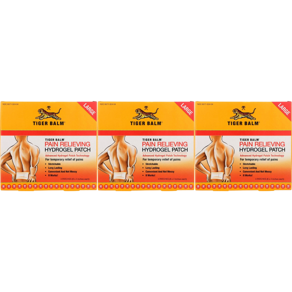 Tiger Balm Pain Relieving Patch, Large, 4 Count (Pack of 3)