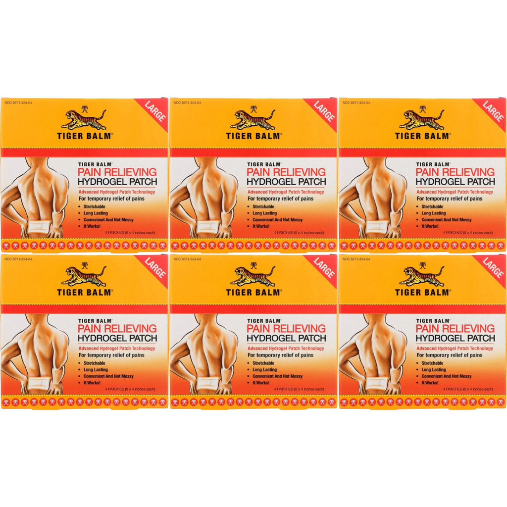 Tiger Balm Pain Relieving Patch, Large, 4 Count (Pack of 6)
