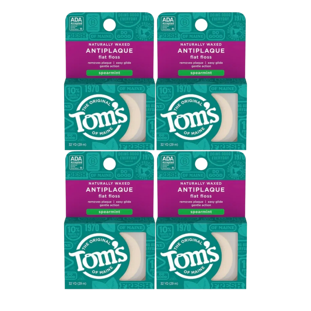 Tom's of Maine Spearment Flat Floss, 32 Yards (Pack of 4)