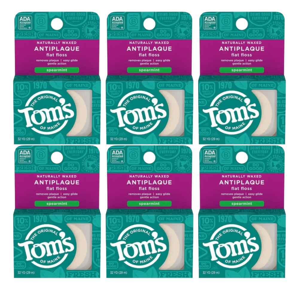 Tom's of Maine Spearment Flat Floss, 32 Yards (Pack of 6)