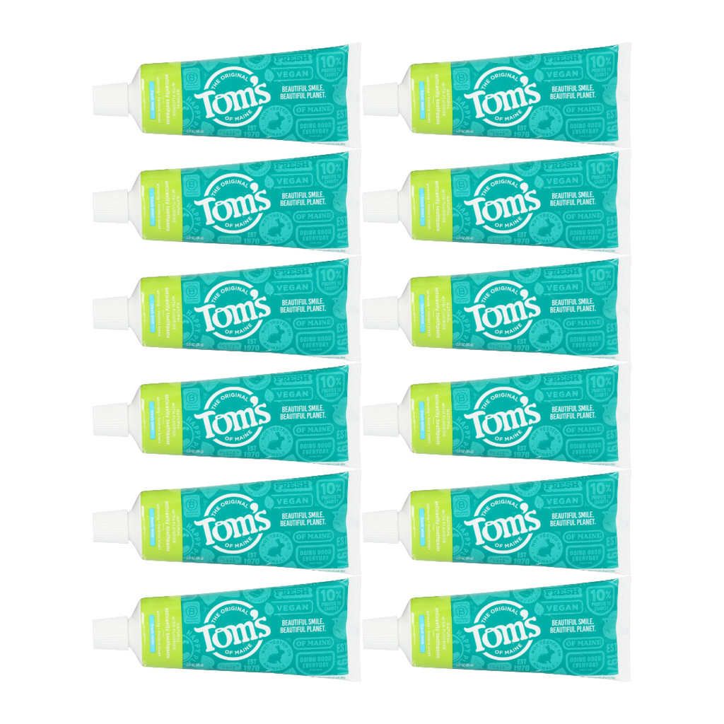 Tom's of Maine Fluoride Fresh Mint Toothpaste, Travel Size 3 Oz (Pack of 12)