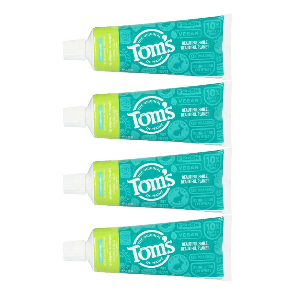 Tom's of Maine Fluoride Fresh Mint Toothpaste, Travel Size 3 Oz (Pack of 4)