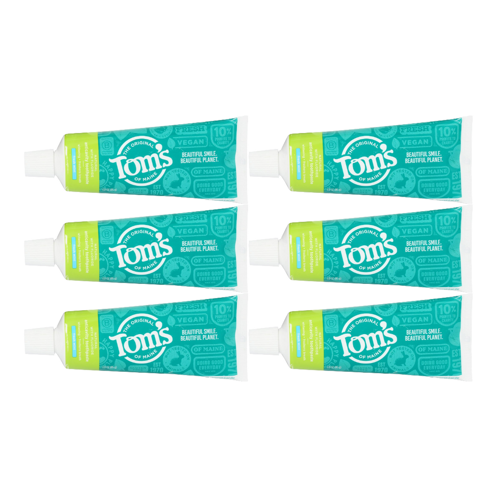 Tom's of Maine Fluoride Fresh Mint Toothpaste, Travel Size 3 Oz (Pack of 6)