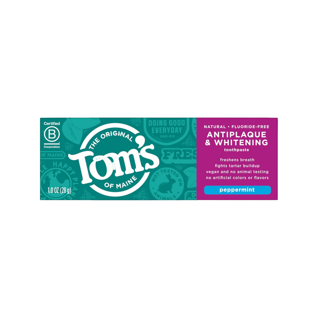 Tom's of Maine Fluoride-Free Peppermint Toothpaste, Travel Size 1 Oz (Pack of 1)