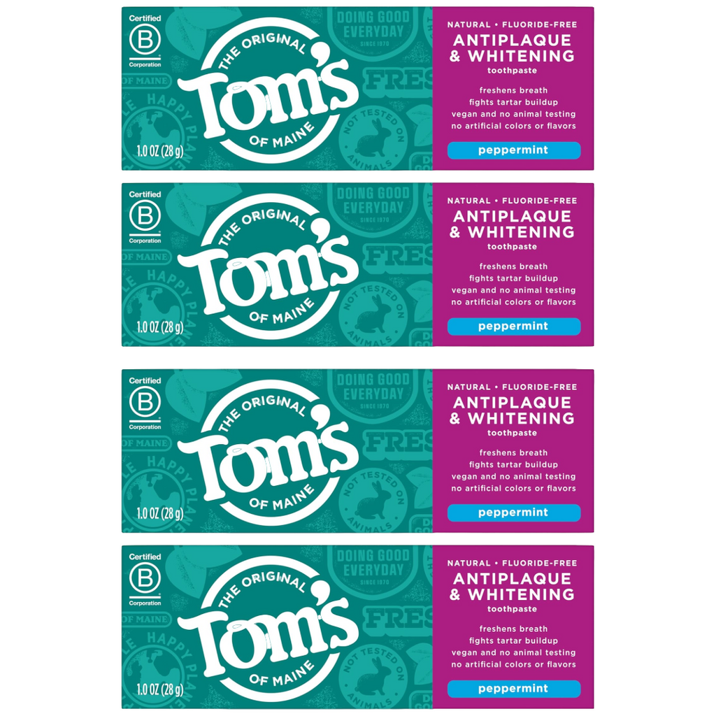 Tom's of Maine Fluoride-Free Peppermint Toothpaste, Travel Size 1 Oz (Pack of 4)