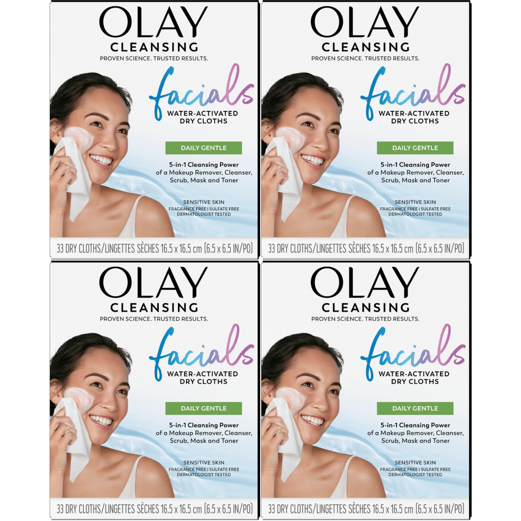 Olay 5-in-1 Sensitive Daily Facial Cloths, 33 ct (Pack of 4)