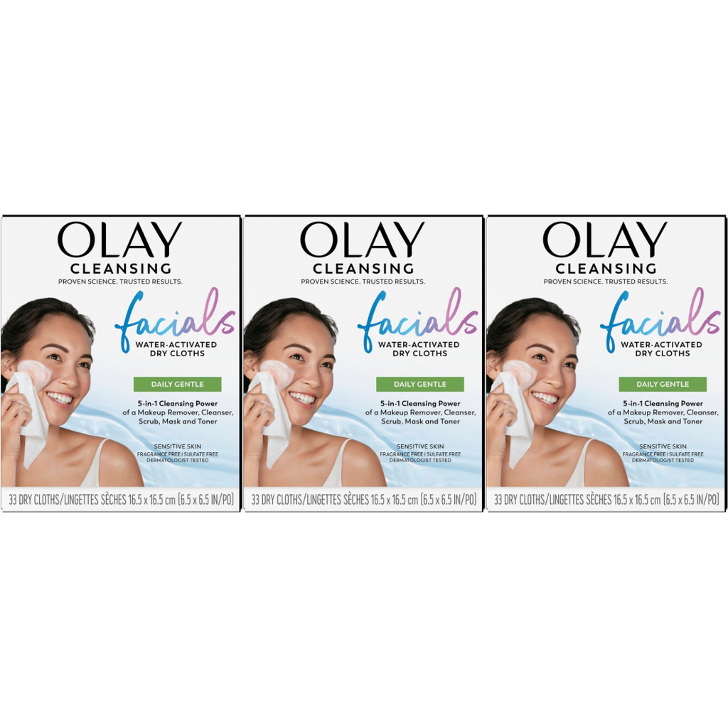 Olay 5-in-1 Sensitive Daily Facial Cloths, 33 ct (Pack of 3)