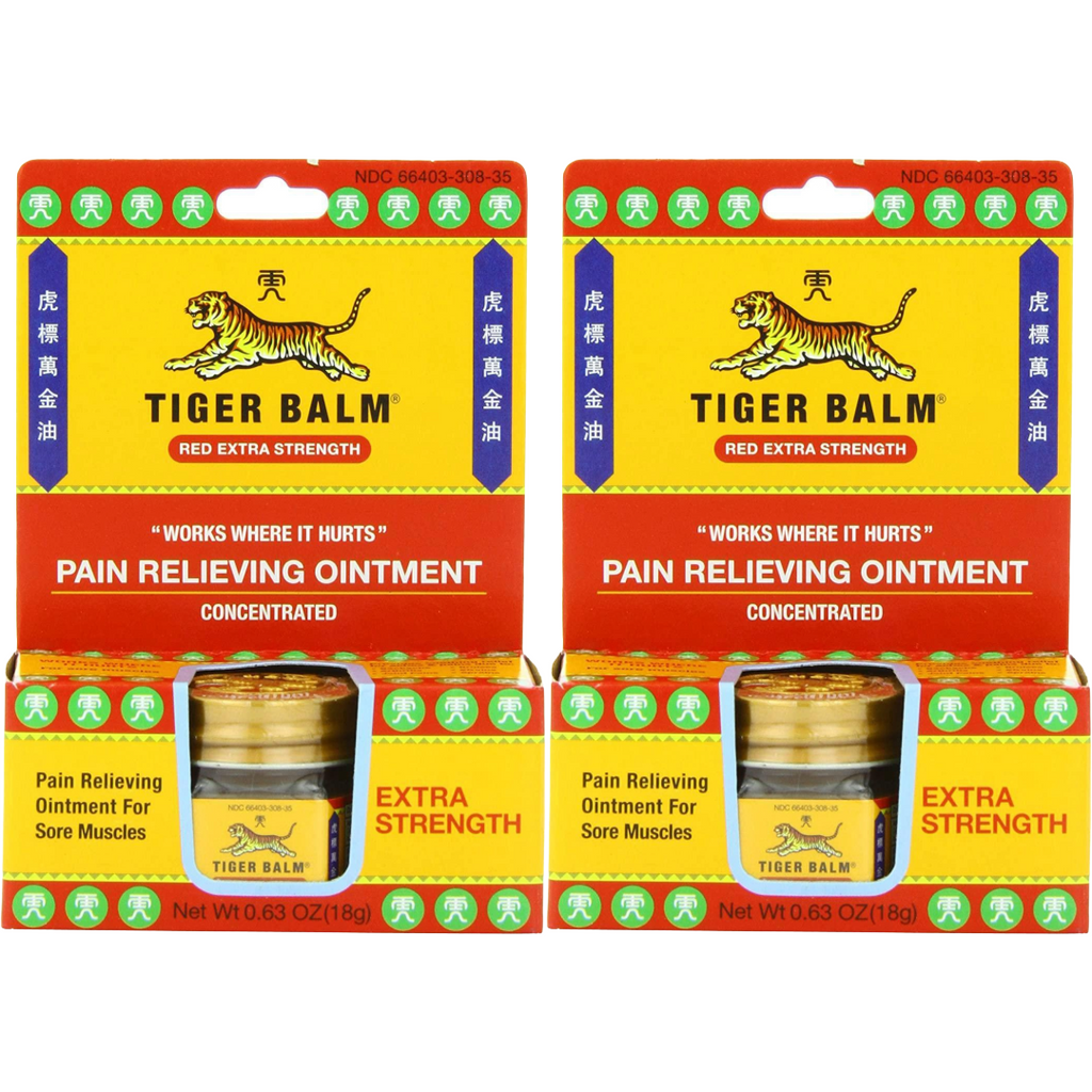 Tiger Balm Pain Relieving Ointment, Extra Strength, 0.63 Oz (Pack of 2)