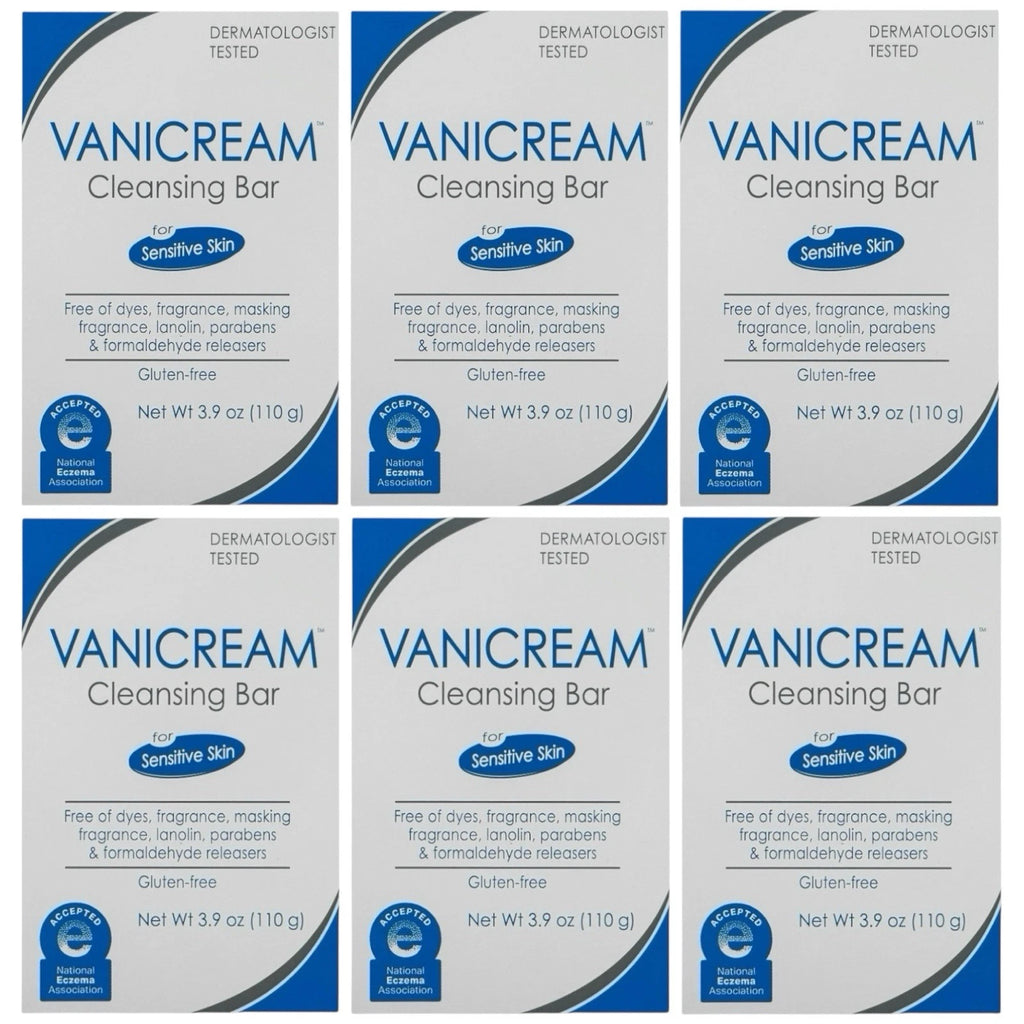 Vanicream Cleansing Bar for Sensitive Skin, 3.9 Oz (Pack of 6)