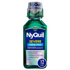 Vicks NyQuil Severe Liquid Medicine, Cough, Cold & Flu Relief, 12 Oz