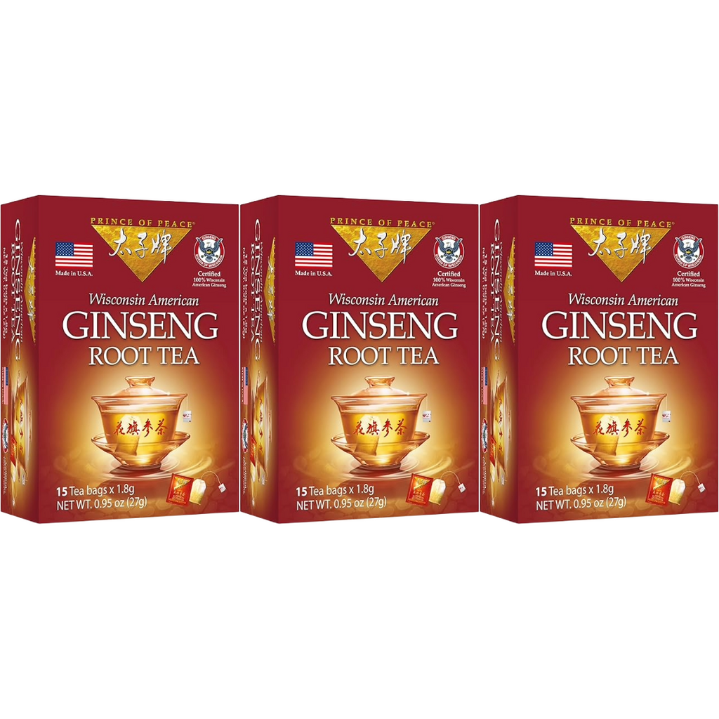 Prince Of Peace American Wisconsin Ginseng Root Tea, 15 Count (Pack of 3)