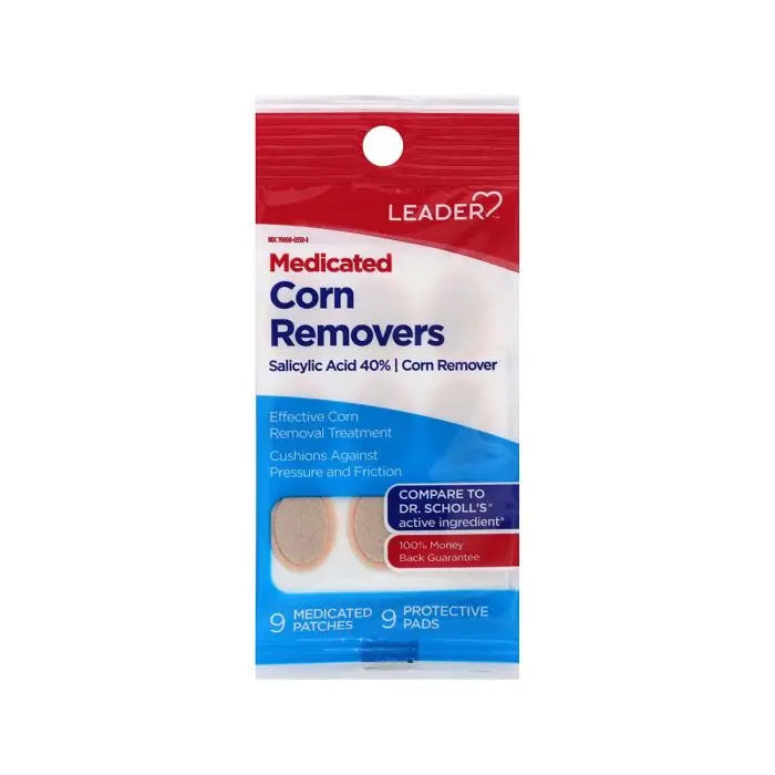 Leader Medicated Corn Removers,  Salicylic Acid 40%, 9 Pads