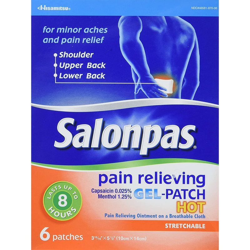 Salonpas Pain Relieving Hot Gel-Patch, 6 Count (2-PACK)