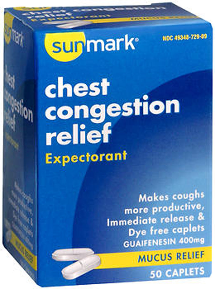 Sunmark Chest Congestion Relief Expectorant Caplets, 400 mg, 50 Count