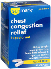 Sunmark Chest Congestion Relief Expectorant Caplets, 400 mg, 50 Count