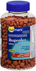 Sunmark Ibuprofen Coated Tablets, 200 mg, 1000 Count