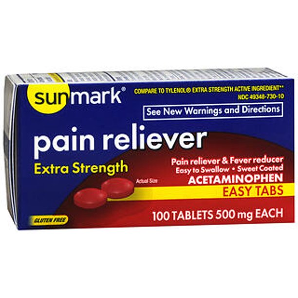 Sunmark Pain Reliever Easy Tabs Extra Strength - 100 ct