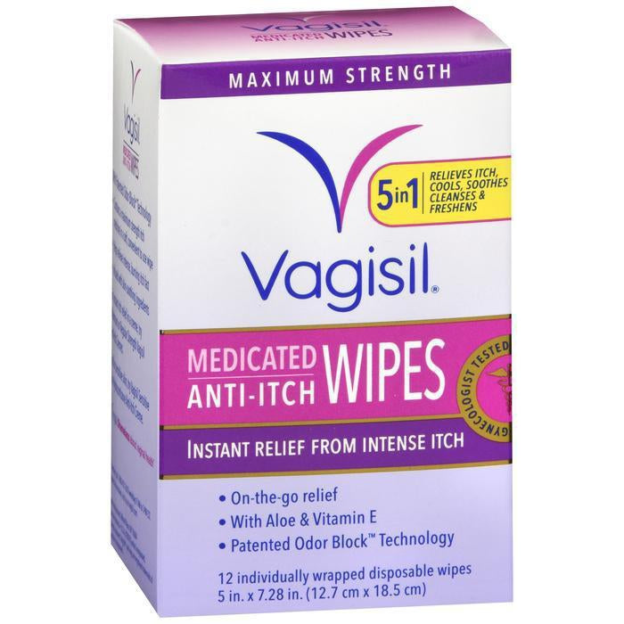 Vagisil Anti-Itch Medicated Wipes, Maximum Strength 12 ea