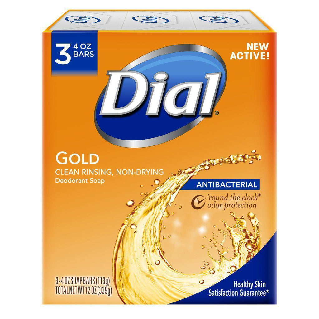 Dial Antibacterial Deodorant Bar Soap, Gold, 4 oz, 3 Bars
