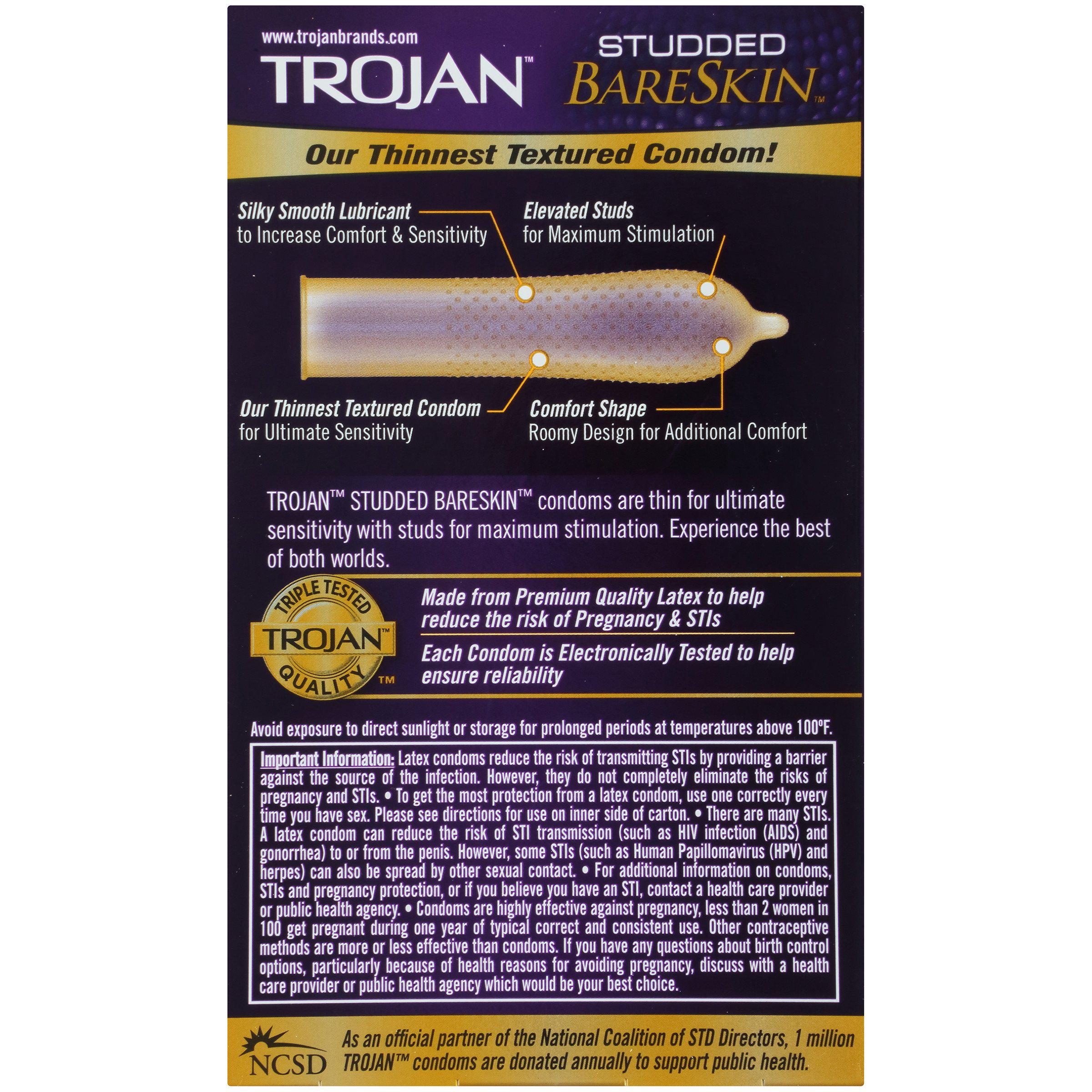 Trojan Studded Bareskin Lubricated Condoms - 10 Count | Silver Rod Pharmacy Trojan Studded Bareskin Lubricated Condoms - 10 Count | Silver Rod Pharmacy