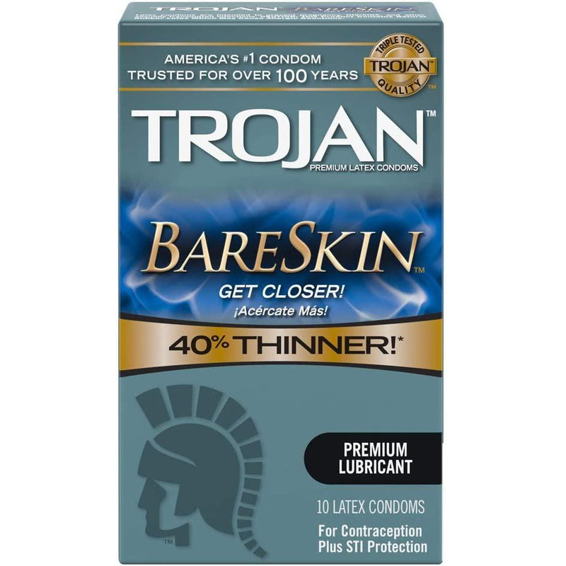 Trojan Bareskin Premium Thin Lubricated Condoms - 10 pc