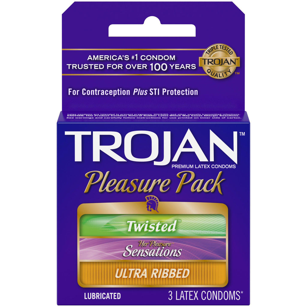 Trojan Pleasure Pack Lubricated Condoms, 3ct