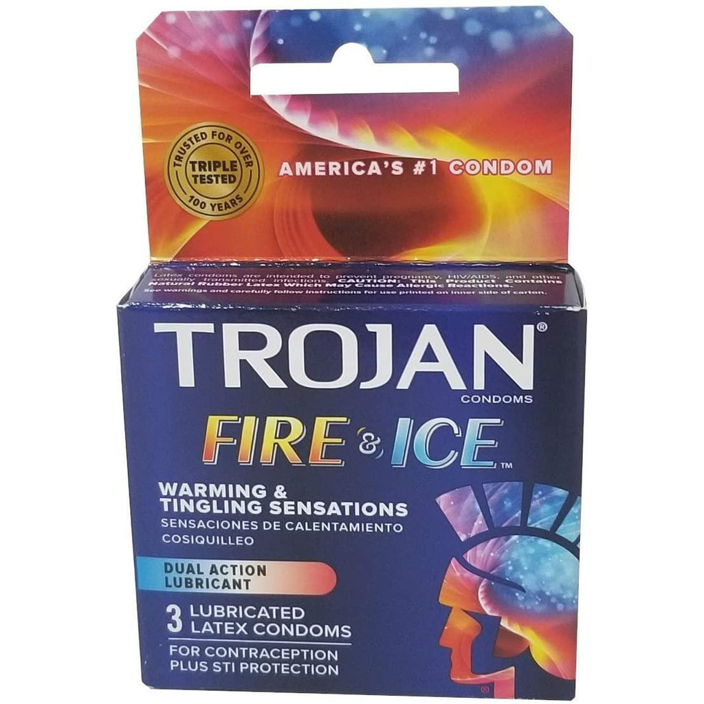 Trojan Fire & Ice Condoms Lubricated Latex. 3 Each