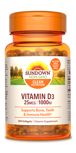 Sundown Vitamin D3 Softgels, 1000 IU, 200 Count*