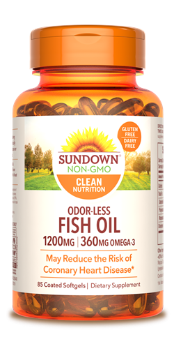 Sundown Odor-less Fish Oil Softgels, 1200mg, 85 Count