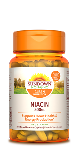 Sundown Niacin Timed Release Caplets, 500mg, 200 Count