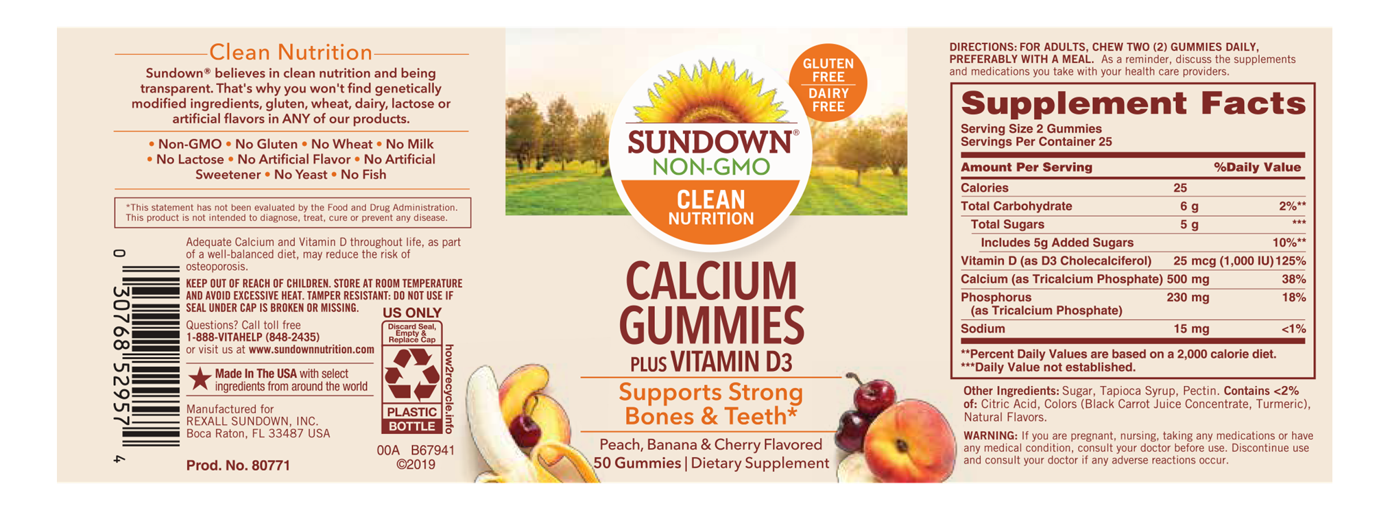 Sundown Calcium Plus Vitamin D3 Gummies, 50 Count Silver Rod Pharmacy