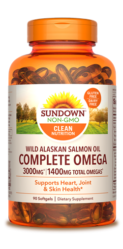 Sundown Complete Omega Wild Alaskan Salmon Oil Softgels, 90 Count