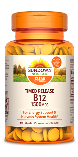 Sundown Vitamin B12 Timed Release Tablets, 1500mcg, 60 Count