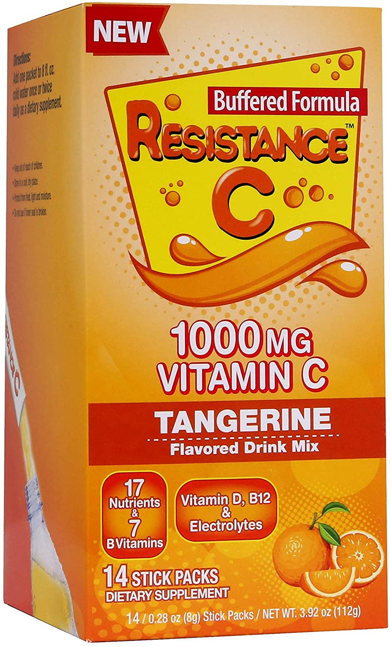Resistance C Vitamin C Stick Packs, Tangerine Flavor, 14 Count