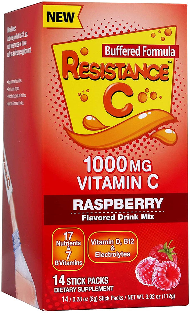 Resistance C Vitamin C Stick Packs, Raspberry Flavor, 14 Count