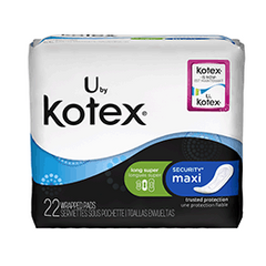 U by Kotex Maxi Pads, Unscented, Long, Super, 22 CT pack of 5