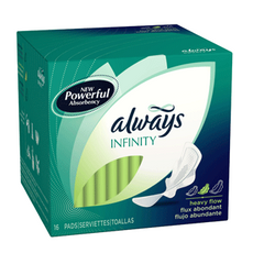 Always Infinity Heavy Flow Pads with Flexi-Wings, Unscented 16 CT