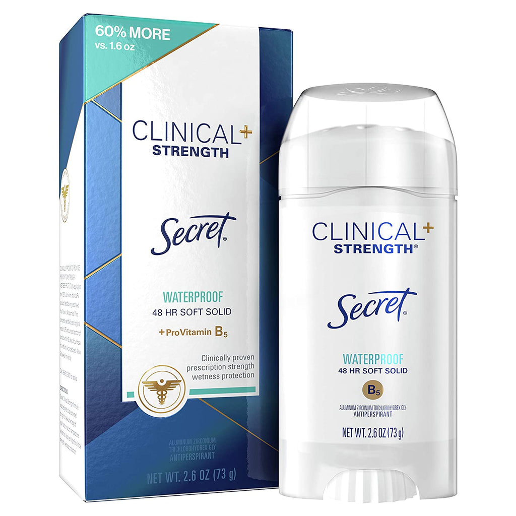 Secret Antiperspirant Clinical Strength Deodorant for Women, Soft Solid, Waterproof, 2.6 oz