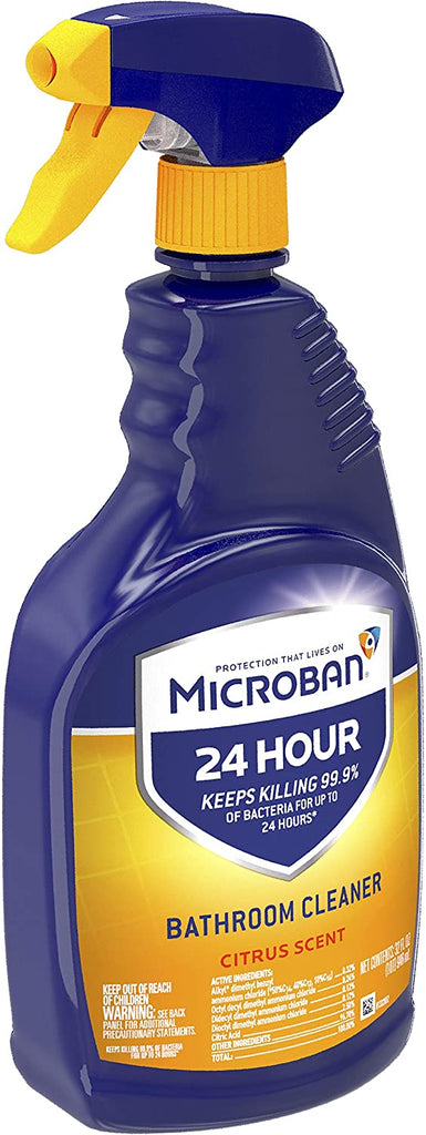 Microban 24 Hour Bathroom Cleaner and Sanitizing Spray, Citrus Scent - 22 Ounce