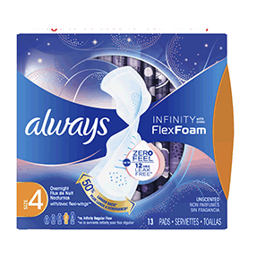 Always Infinity Overnight With Wings Unscented Pads 13 Ct., Feminine  Products, Beauty & Health