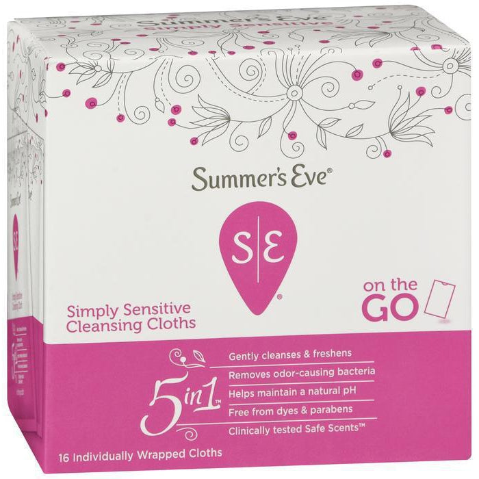 Summer's Eve Simply Sensitive Cleansing Cloths For Sensitive Skin, 16 CT