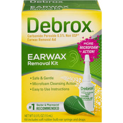 Debrox earwax removal kit, ear drops and bulb ear syringe, 0.5 Fl oz (15 ml)