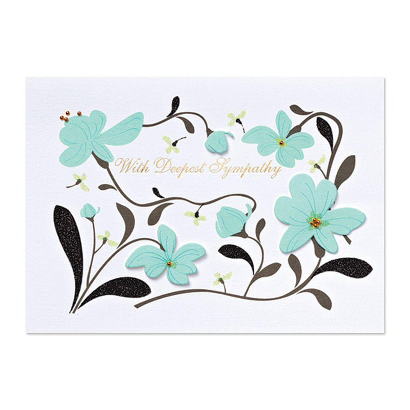 With deepest sympathy thinking of you card with forget me nots on front, Papyrus card