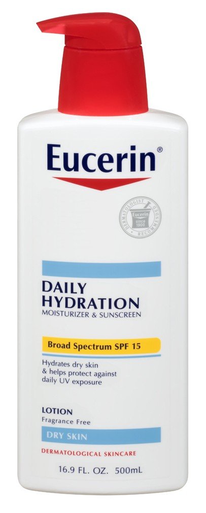 Eucerin Daily Hydration Moisturizer & Sunscreen Lotion, Fragrance Free SPF 15, 16.9 oz