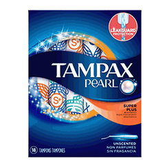 Tampax Pearl Tampons Super Plus Absorbency, Unscented, 18 CT